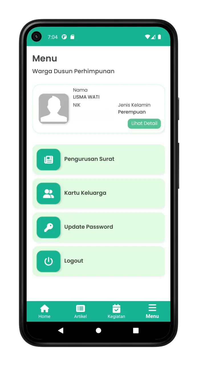 Tangkapan layar Data Dalam Saku 4